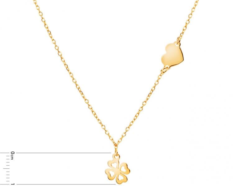 Gold plated silver necklace - clover, heart