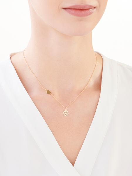 Gold plated silver necklace - clover, heart