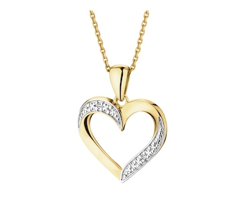 Gold pendant with diamonds - heart - 0,004 ct - fineness 14 K