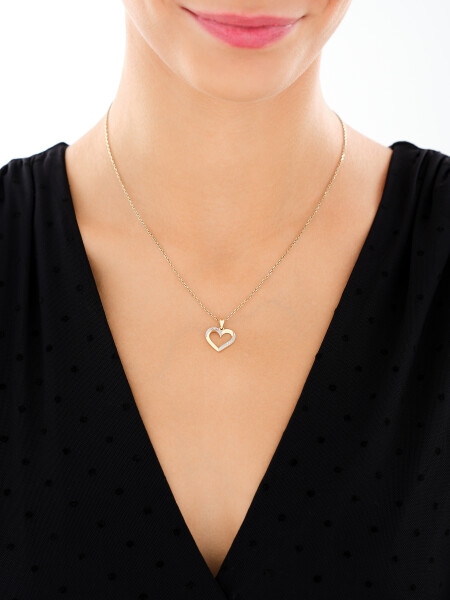 Gold pendant with diamonds - heart - 0,004 ct - fineness 14 K
