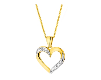 Přívěsek ze žlutého zlata s diamanty - srdce 0,004 ct - ryzost 585