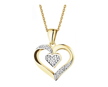 9 K Rhodium-Plated Yellow Gold Pendant with Diamonds - 0,01 ct - fineness 9 K