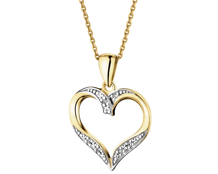 9 K Rhodium-Plated Yellow Gold Pendant with Diamonds - 0,01 ct - fineness 9 K