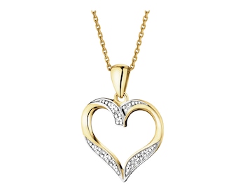 9 K Rhodium-Plated Yellow Gold Pendant with Diamonds - 0,01 ct - fineness 9 K