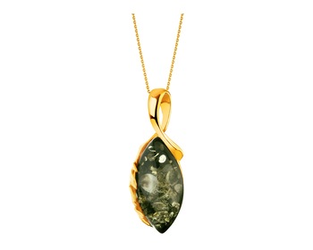 9 K Yellow Gold Pendant with Amber