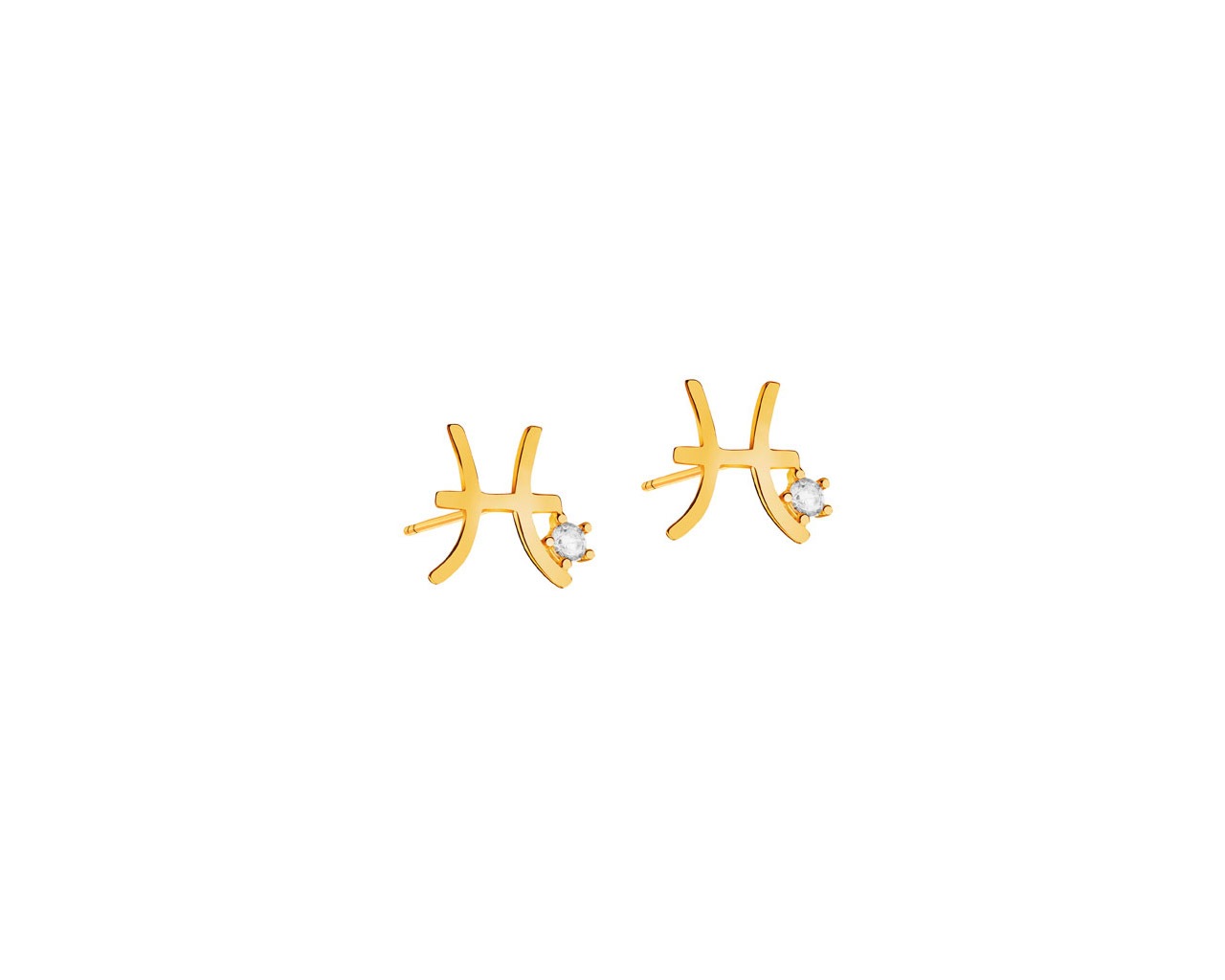 Złote kolczyki z cyrkoniami - znak zodiaku Ryby