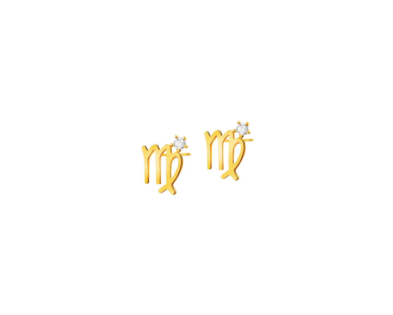 Złote kolczyki z cyrkoniami - znak zodiaku Panna
