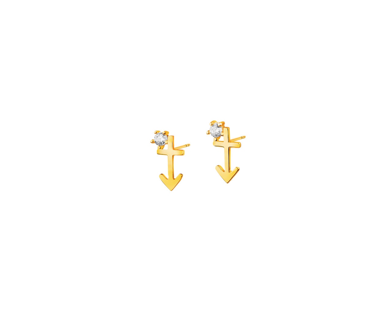 Złote kolczyki z cyrkoniami - znak zodiaku Strzelec
