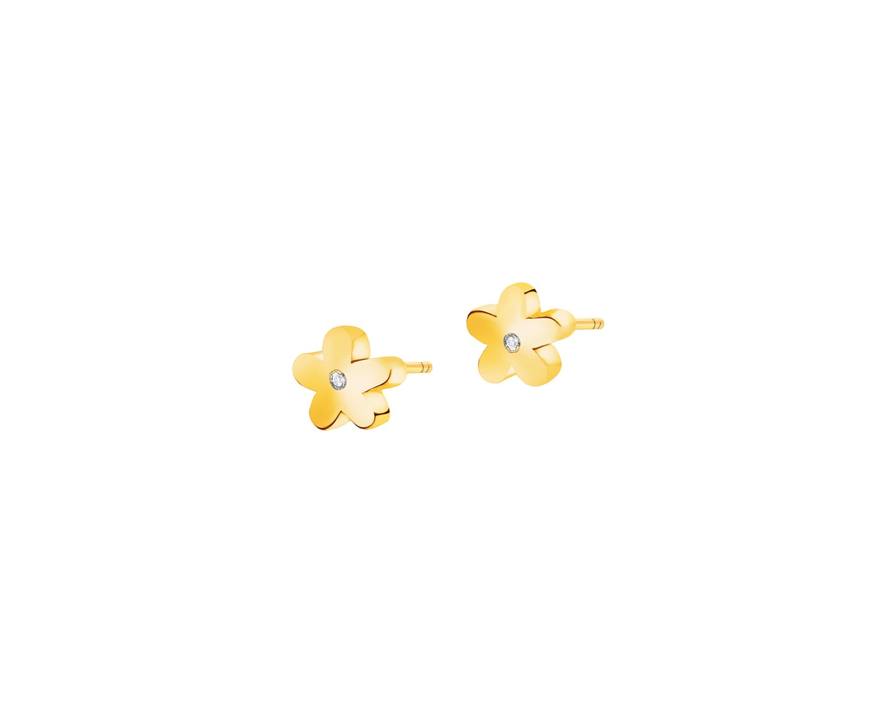 Złote kolczyki z cyrkoniami - kwiaty
