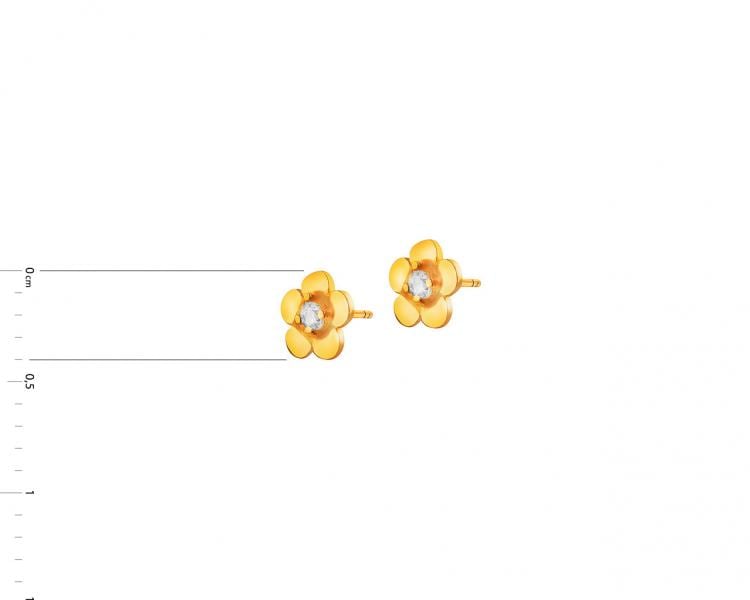 Złote kolczyki z cyrkoniami - kwiatki
