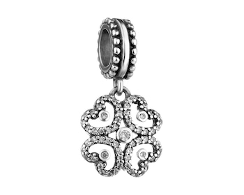 Rhodium-Plated And Oxidized Silver Pendant with Cubic Zirconia