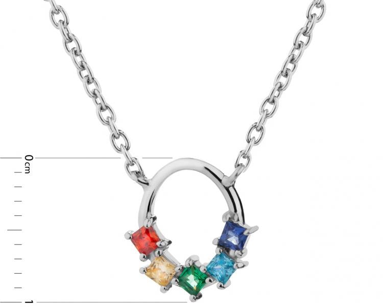 Silver necklace with cubic zirconia - circle