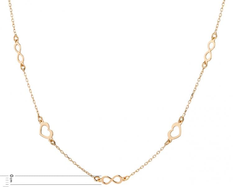 Gold plated silver necklace - heart, infinity