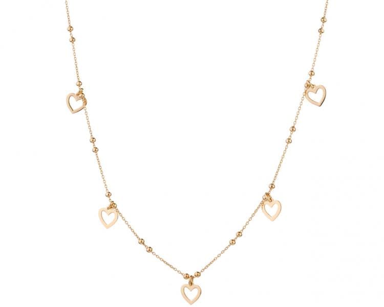 Gold plated silver necklace - heart, balls