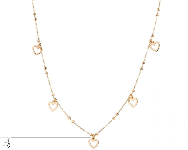 Gold plated silver necklace - heart, balls