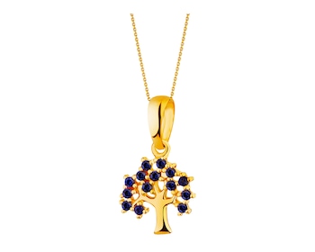 8 K Yellow Gold Pendant with Synthetic Sapphire