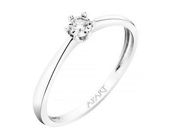 9 K White Gold Ring with Diamond 0,03 ct - fineness 9 K