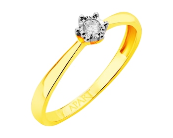 Yellow and white gold diamond ring 0,05 ct - fineness 375