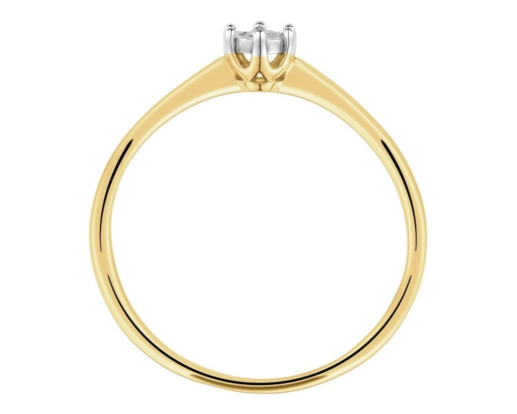 Yellow and white gold diamond ring - 0,05 ct - fineness 375