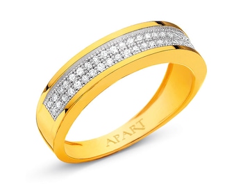 Yellow gold ring with diamonds 0,15 ct - fineness 9 K