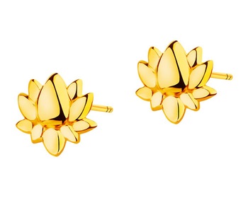 Złote kolczyki - kwiaty lotosu