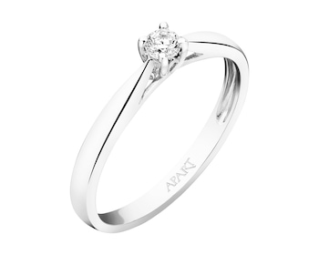 375 Rhodium-Plated White Gold Ring with Diamond 0,08 ct - fineness 9 K