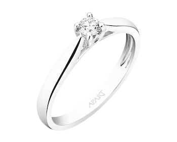 375 Rhodium-Plated White Gold Ring with Diamond 0,10 ct - fineness 9 K