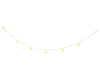 Yellow Gold Anklet - Monstera Leaf