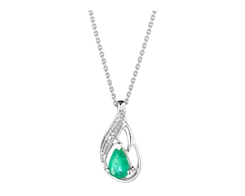 375 Rhodium-Plated White Gold Pendant with Diamond 0,004 ct - fineness 9 K