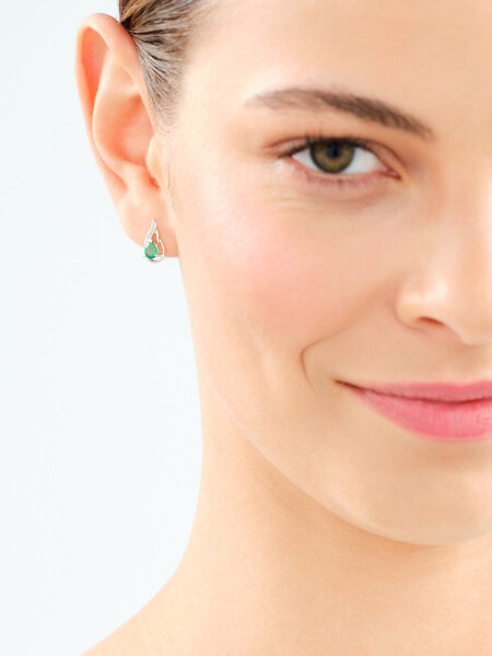 375 Rhodium-Plated White Gold Earrings with Diamonds - fineness 9 K