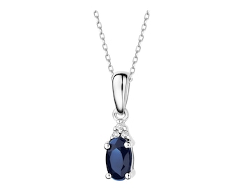 375 Rhodium-Plated White Gold Pendant with Diamonds - fineness 9 K