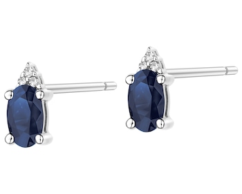 375 Rhodium-Plated White Gold Earrings with Diamonds - fineness 9 K