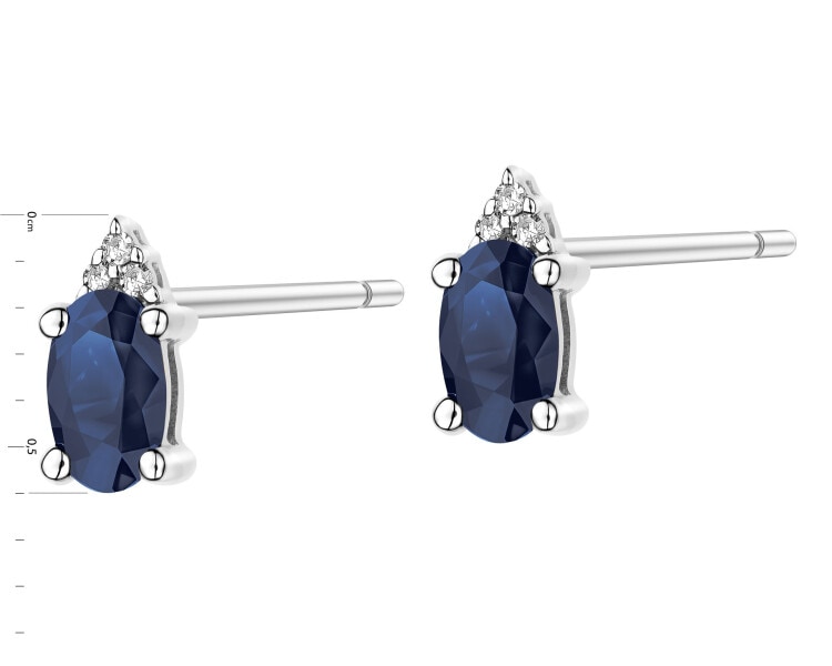 375 Rhodium-Plated White Gold Earrings with Diamonds - fineness 9 K