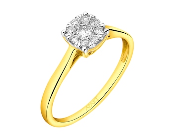 14 K Rhodium-Plated Yellow Gold Ring with Diamonds 0,25 ct - fineness 14 K></noscript>
                    </a>
                </div>
                <div class=