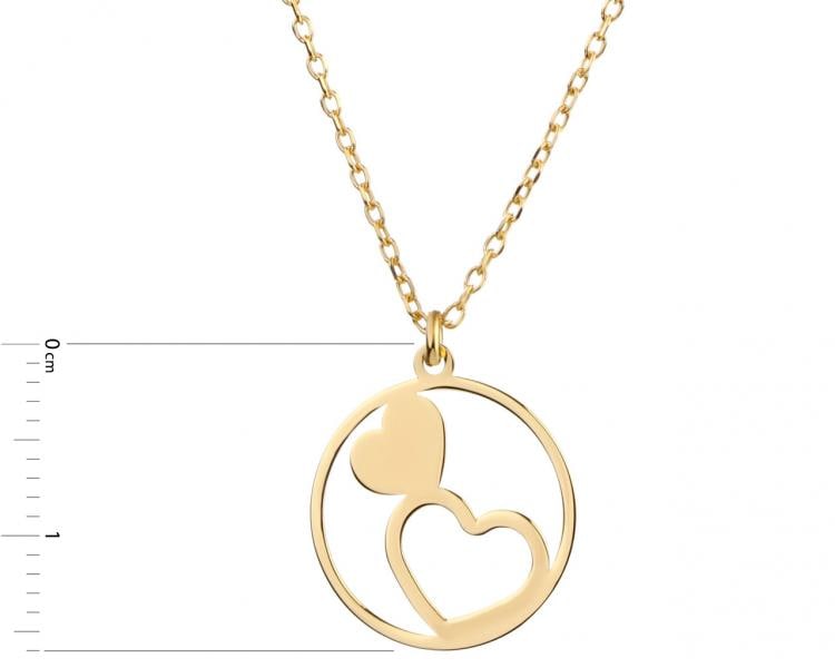 Gold plated silver necklace - hearts, circle