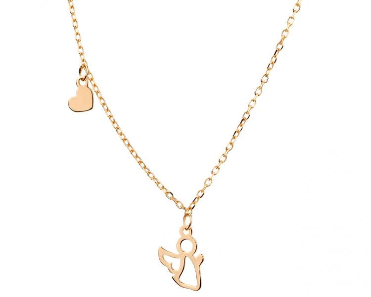 Gold plated silver necklace - angel, heart
