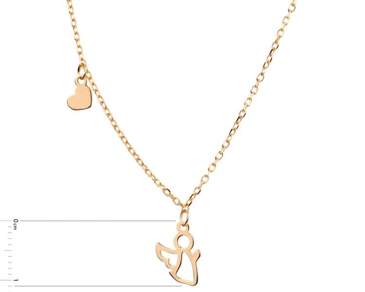 Gold plated silver necklace - angel, heart
