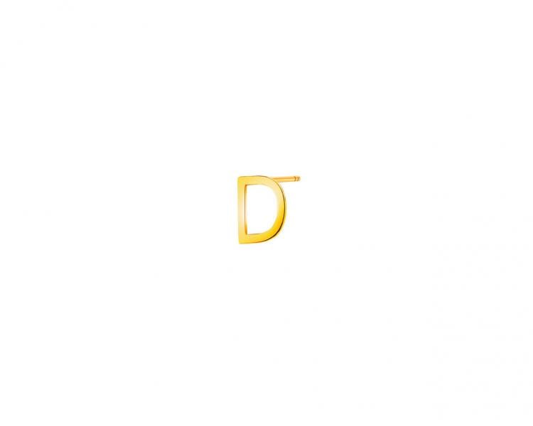 Pojedynczy złoty kolczyk - litera D