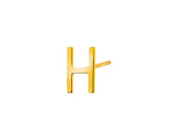 Pojedynczy złoty kolczyk - litera H