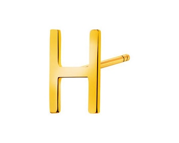Pojedynczy złoty kolczyk - litera H