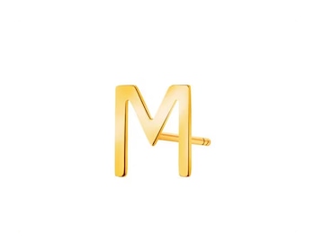 Pojedynczy złoty kolczyk - litera M