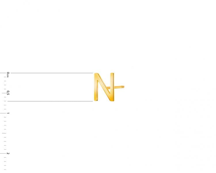Pojedynczy złoty kolczyk - litera N