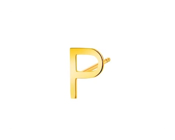 Pojedynczy złoty kolczyk - litera P