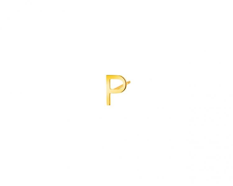 Pojedynczy złoty kolczyk - litera P