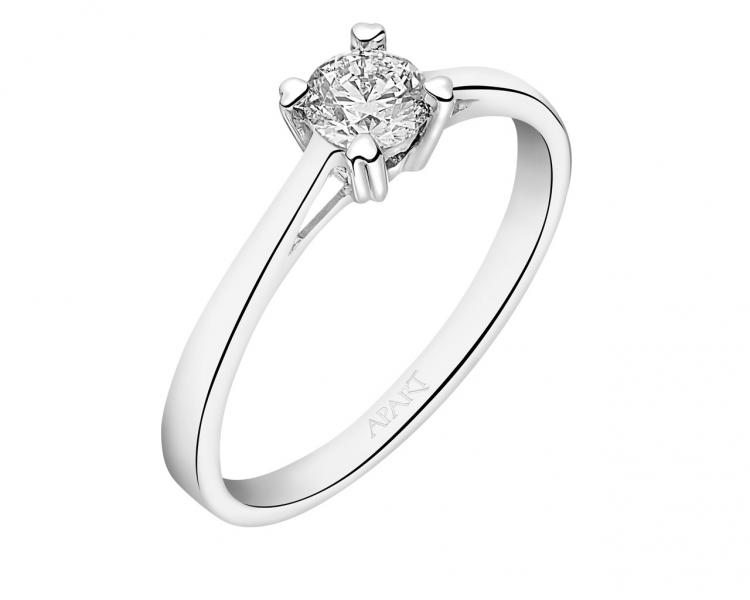 18ct White Gold Ring with Diamond 0,29 ct - fineness 18 K