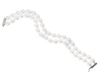 Bransoletka z perłami, diamentami i elementami białego złota 0,14 ct - próba 750