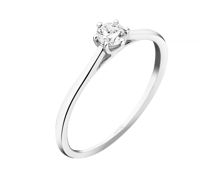 14ct White Gold Ring with Diamond - 0,20 ct - fineness 18 K