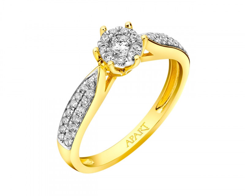 18ct Yellow Gold, White Gold Ring with Diamonds 0,25 ct - fineness 750