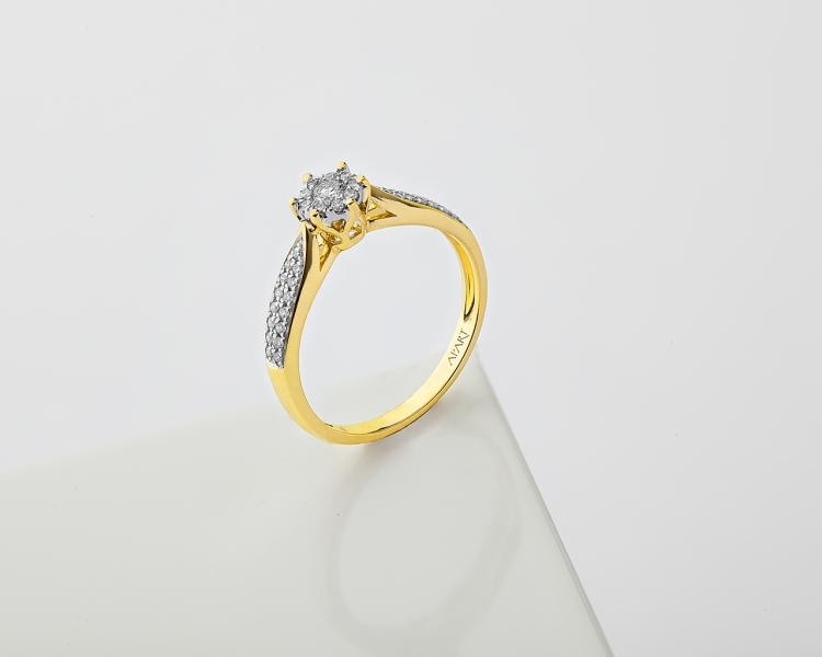 18ct Yellow Gold, White Gold Ring with Diamonds 0,25 ct - fineness 750