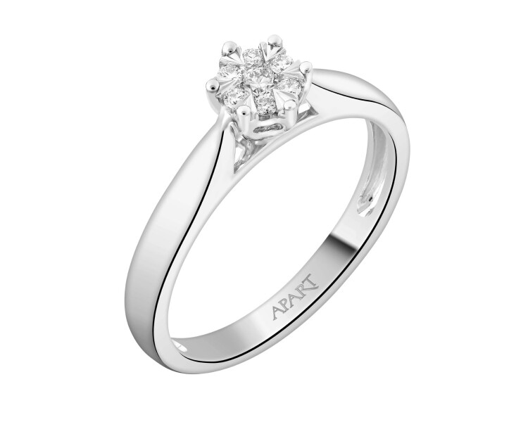 14ct White Gold Ring with Diamonds - 0,10 ct - fineness 18 K